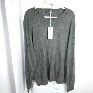NWT Five Four Club Gray V-Neck Long Sleeve Sweater Mens XL Acrylic Nylon